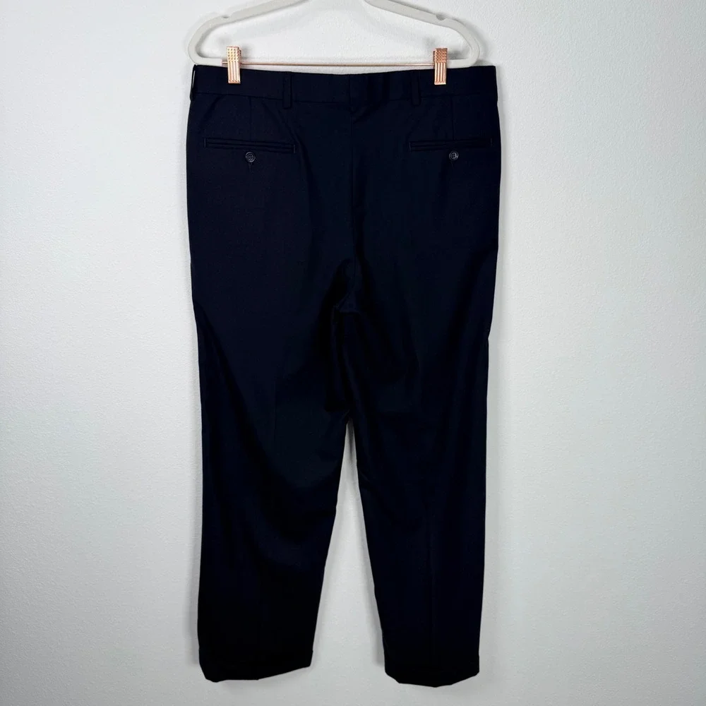 Brooks Brothers 346 Mens 34x30 Pleated Wool Suit Trousers Pants Dark Navy Cuffed
